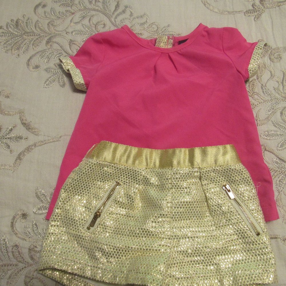 Toddler Girl  Outfit -  Pink/Gold